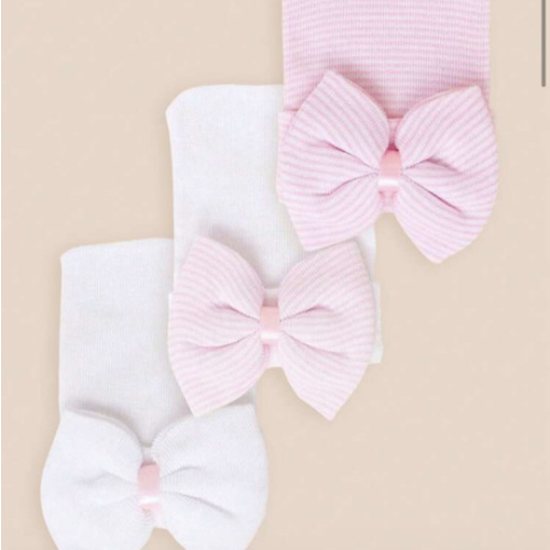 3pcs Newborn Hospital Hat Infant Baby Hat Cap With Big Bow Soft Cute Knot Nursery Beanie