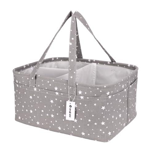 QiANBiRD Baby Diaper Caddy Organizer-Extra Large Portable Diaper Caddy Basket-Diaper Organizer Caddy-Diaper Holder Tote Bag for Changing Table Newborn Registry Baby Shower Basket for Diapers & Wipes…