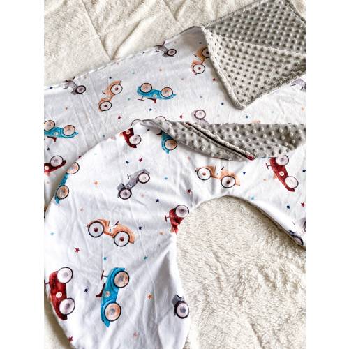 Minky Vintage Car Baby Blanket &/or Matching Retro Racecar Nursing Pillow Cover, Baby Boy Gift, Old Fashioned Car Crib Bedding, Car Nursery