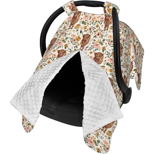 Highland Cow Baby Stuff Cow Print Baby Car Seat Cover, Highland Cow Nursing Cover for Newborn Car Seat Nursery Decor Mom Breastfeeding Covers Newborn Shower Gifts