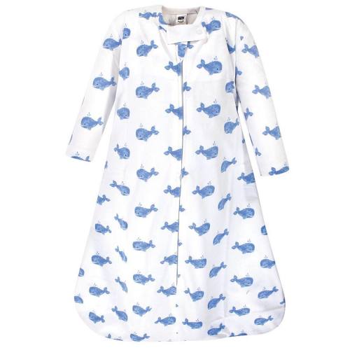 Hudson Baby Infant Boy Long Sleeve Cotton Jersey Sleeping Bag, Blue Whale