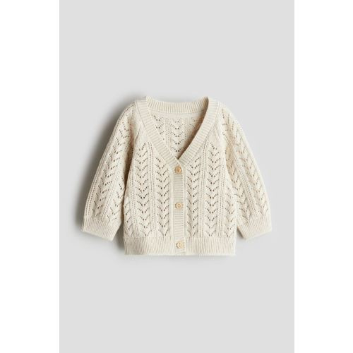 Knit V-neck Cardigan, Light beige - PM (0-1M)