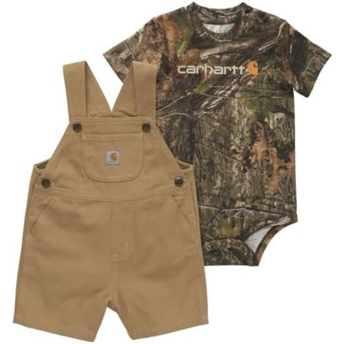 Carhartt Baby Boys' Short-Sleeve Bodyshirt & Canvas Shortall Set