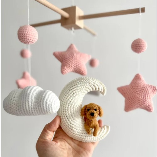 Pet Moon Pink | Custom Crochet Pet Nursery Baby Mobile – My Dollfy