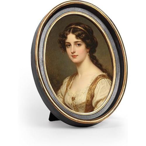AELS 4x6 Inch Vintage Picture Frame, Elegant Antique Photo Frames with Glass Front, Photo Display, Tabletop Wall Hanging, Gift Ideas, Black Oval with Gold Trim