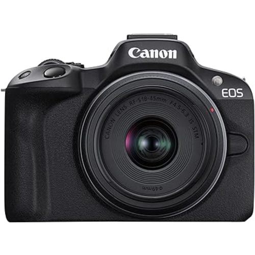 Canon EOS R50 Mirrorless Camera RF-S18-45mm F4.5-6.3 is STM Lens Kit, 24.2 Megapixel CMOS (APS-C) Sensor, 4K Video, Hybrid Camera, Photo and Video, Vlogging, Content Creator, RF Mount, Black