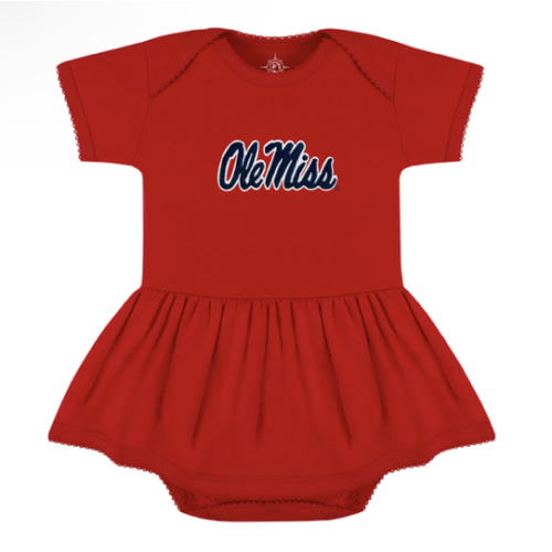 Ole Miss Rebels Picot Bodysuit Dress | College Baby
