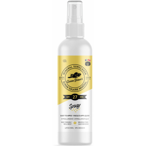 Green Beaver Natural Mineral Sunscreen Spray for Kids SPF 27