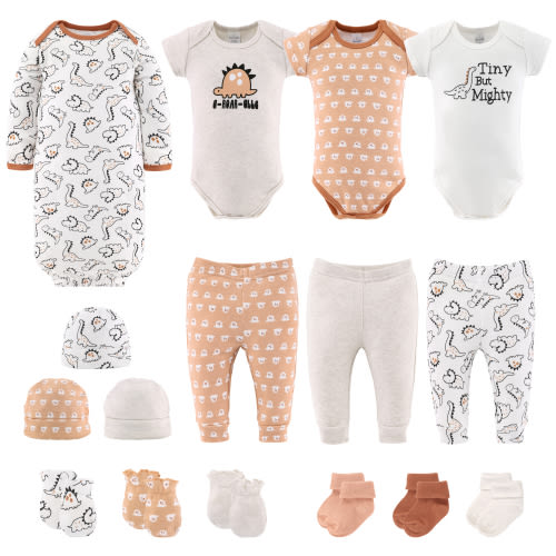 The Peanutshell Newborn Layette Gift Set for Baby Boys or Girls, Tiny Dino, 16 Essential Pieces,0-3 Months