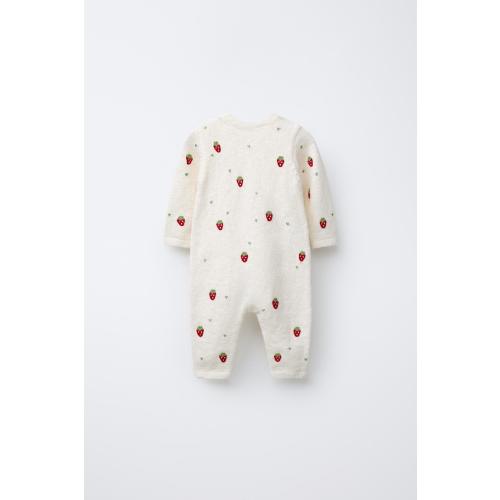 STRAWBERRY EMBROIDERY KNIT JUMPSUIT - Ecru | ZARA United States