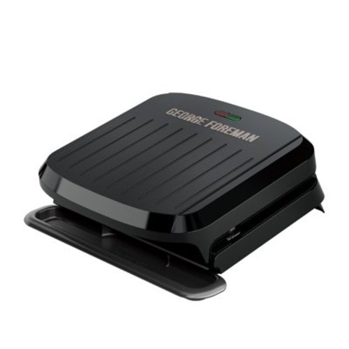 George Foreman 4-Serving Non-Stick Removable Dishwasher Safe Plates, PFAS Free Grill and Panini Maker, Durable Easy-to-Clean Plastic Housing,