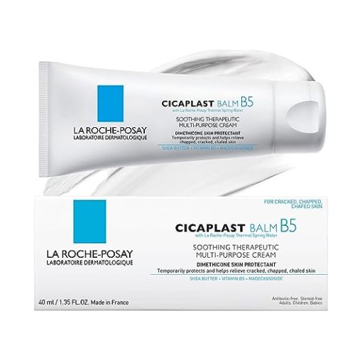 La Roche-Posay Cicaplast Balm B5 UV SPF 50, Vitamin B5 + Shea Butter + Tribioma + Madecassoside + Zinc Oxide Sunscreen, Post Treatment Skin Protectant With SPF, Multi-Purpose Cream For Dry Skin