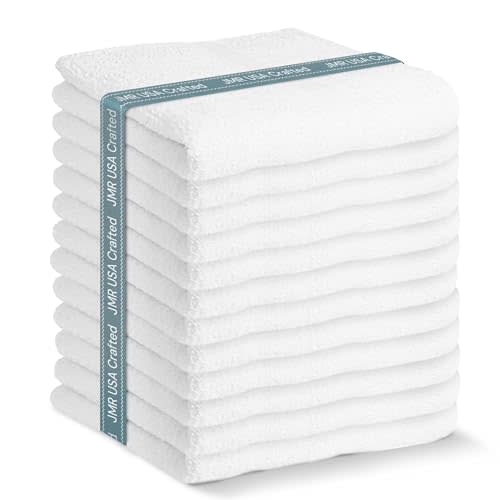 JMR Bulk-Friendly Essentials - Practical 12-Pack Cotton Bath Towels - Economical 20" by 40" Multi-Purpose Towels - Absorbent, Quick-Drying, Soft, Lightweight - Ideal for Pool, Gym, Spa (White)
