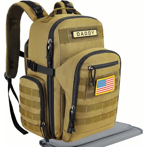 SHARKMOUTH Military Diaper Bag for Dad: Tactical Baby Backpack with Insulated Changing Pad for Outdoor Dads - MOLLE Webbing & 900D Polyester for Camping Hiking Travel