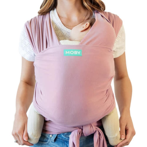 Moby Baby Wrap Carrier Classic for Newborns to Toddlers (8-33lbs), Infant Sling Carrier, Lightweight & Hands Free Design, Adjustable for All Body Types (Dusty Rose)