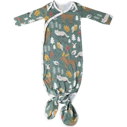 Copper Pearl Baby Gown - Knotted Newborn Sleepers for Baby Boy and Girl, Soft Stretchy Long Sleeve Infant Gowns with Bottom Tie and Hand Mittens, Perfect Hospital Coming Home Outfit (Atwood)