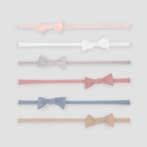 Carter's Just One You® 6pk Baby Girls' Nylon Bow Headwrap - 0-12M: Solid Polyester Headbands