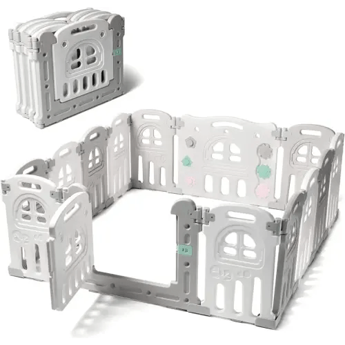 Play22 Foldable Baby Playpen 14 Panel - Kids Safety Activity Play Center - Safety Play Yard Play Pens for Babies - Safety Gates for Indoor and Outdoor Play - Adjustable Shape