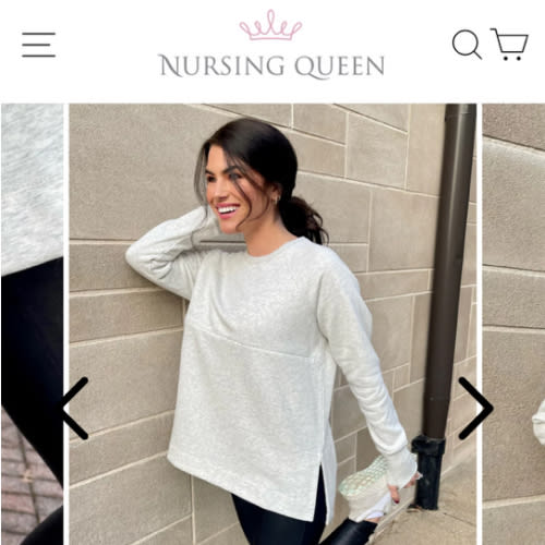 Yoga Nursing Tunic Sweatshirt- Light Heather Gray