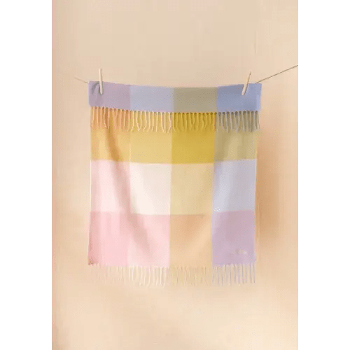 Lambswool Baby Blanket in Pink Block Check
