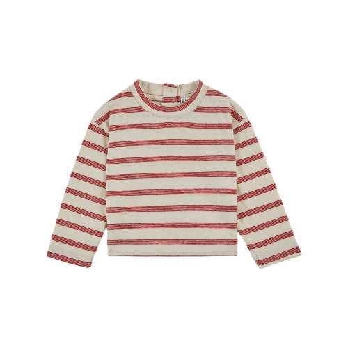 Striped Tee Shirt, Ecru/Rouge