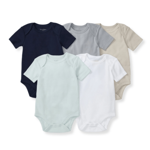 Solid Organic Cotton Short Sleeve Baby Bodysuits 5 Pack Midnight