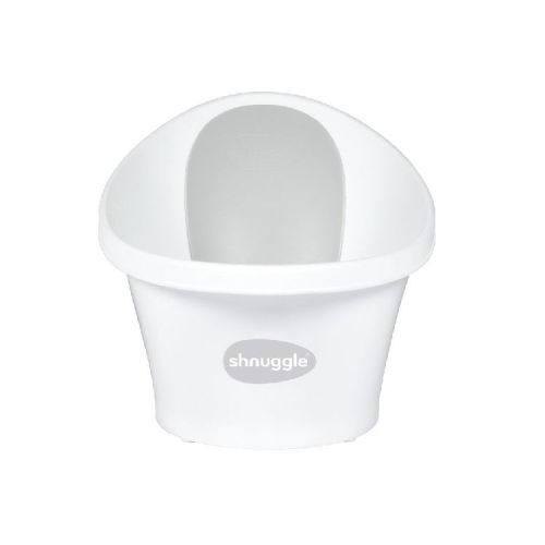 Shnuggle Baby Bath | Newborn baby bath Support with Bum Bump | Compact Bathtub for babies | Bath Seat Suitable from Birth White & Grey
