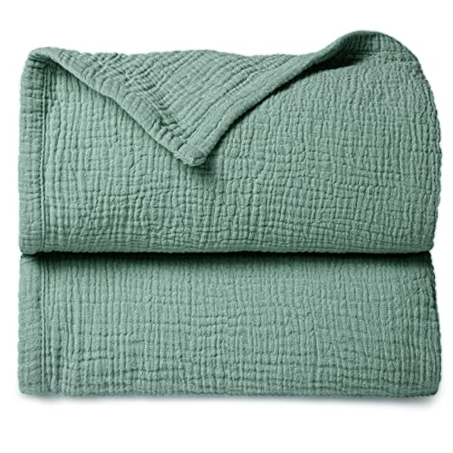 Lulu moon Muslin Quilt Blanket, Crib Blanket for Baby and Toddler,47x47 Inches(Lotus Leaf)