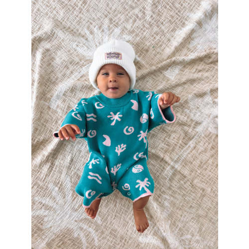 Island vibes ocean baggy knit jumpsuit