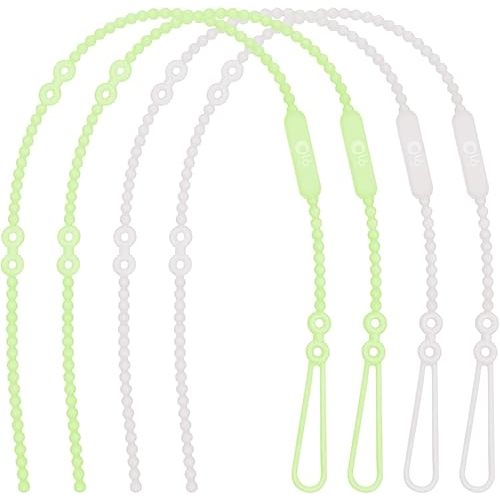 Olababy Silicone Strap for Baby Toys, Teethers, Sippy Cups, Bottles w Handles, Feeding Spoons, High Chairs, Strollers, Car Seats and Travel Essentials (4 Straps, 2 Pearl / 2 Kiwi)