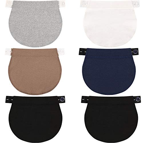 WILLBOND 6 Packs Maternity Pants Extender Adjustable Waist Extenders Pregnancy Waistband Elastic Pregnancy Trouser Belly Bands for Pregnant Women Maternity Band for Jeans Pants
