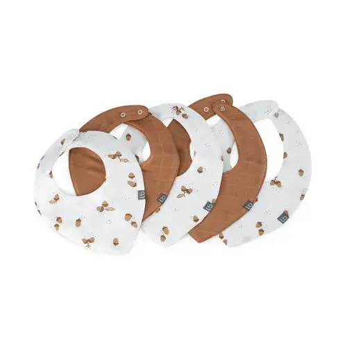 Little Bamboo 5 Pack Bib Muslin Iced Coffee | Baby Bunting AU