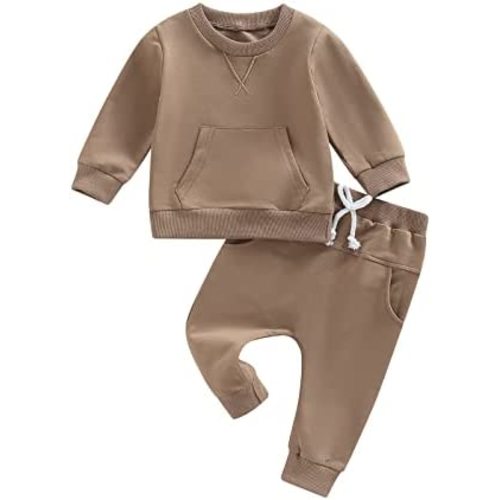 Ledy Champswiin 0-3 Years Neutral Outfits Toddler Baby Boy Girl Clothes Solid Color Sweatsuits Fall Winter Tops & Pants