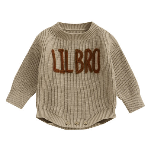Toddler Baby Boy Knit Sweater Big/Lil Bro Embroidery Sweater 3M 6M 9M 12M 18M Onesie Brother Matching Outfit Warm Winter Clothes