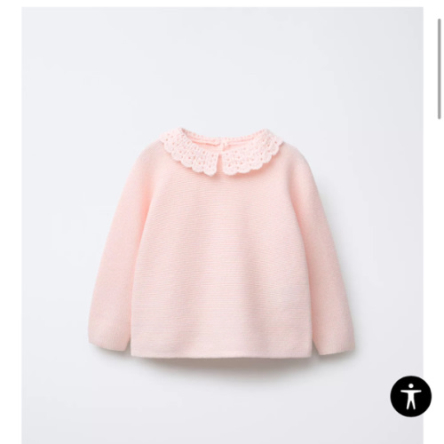 CROCHET KNIT COLLAR KNIT SWEATER 1-3 months- Pink | ZARA United States