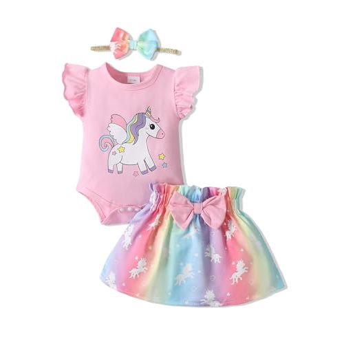 SUNNY PIGGY Baby Girl Clothes Newborn Dress Infant Romper Summer Outfit Cute Toddler Clothing Skirt Set