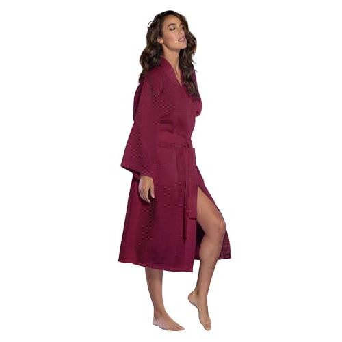 Turquaz Lightweight Full-Length Robes For Women Waffle Kimono Bathrobe - Soft, Fast-Drying, Long-Lasting Cotton Blend Unisex