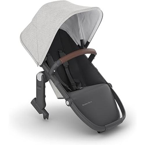 UPPAbaby RumbleSeat V2+ Second Lower Seat/Compatible with Vista 2015-2019 and Vista V2 / Adapters, Bumper Bar, Bug Shield Included/Anthony (White+Grey Chenille/Carbon Frame/Chestnut Leather)