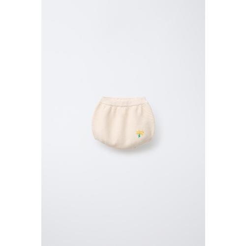 EMBROIDERED FLORAL LINKS KNIT BLOOMER - Vanilla | ZARA United States