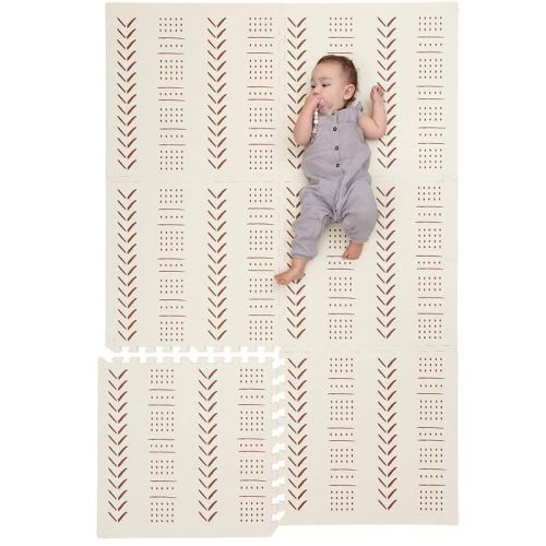 Childlike Behavior 72" X 48" Baby Crawling Play Mat With Interlocking Floor Tiles, X-large Rainbows