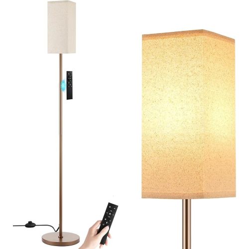 Ambimall Remote Control Floor Lamp, Stepless Dimmable, 64 Inches Tall, Include 9W Bulb, Standing Lamp for Living Room Bedroom Office (Beige & Brown)