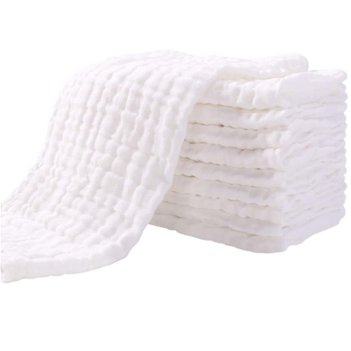 Yoofoss Muslin Burp Cloths for Baby 10 Pack 100% Organic Cotton Baby Washcloths for Boys Girls Large 20''X10'' Super Soft and Absorbent White