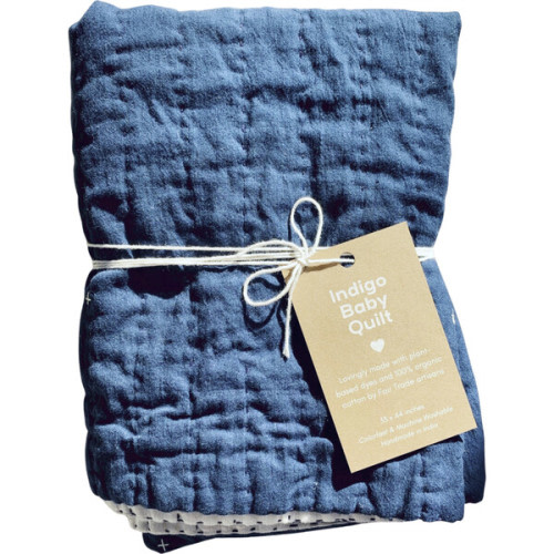 Natural Indigo Baby Quilt, Indigo