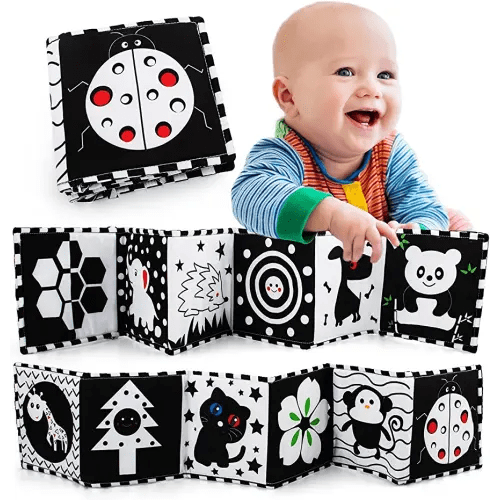 teytoy Baby Toys 0-6 Months, Black and White High Contrast Sensory Newborn Toys, Baby Soft Book for Early Education, Infant Tummy Time Toys, Baby Newborn Essentials Must Haves