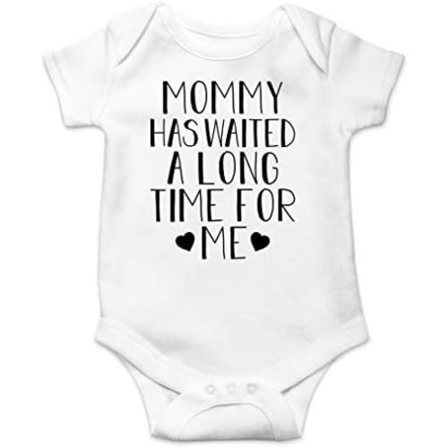 AW Fashions Mommy Has Waited A Long Time For Me Baby Bodysuit Funny Cute Unisex Newborn Outfit Boys Girls