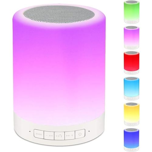 Night Light Bluetooth Speaker Wireless Portable Smart Touch Control Bedside Table Lamp with Colorful Led, Best Gift for Teens Kids Children Students Girlfriend Boyfriend Women Men