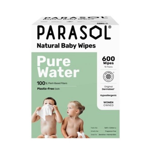Parasol 99% Pure Water Baby Wipes for Sensitive Skin - 10 Packs - 600ct: Pop-Up Dispenser, Hypoallergenic, Alcohol-Free