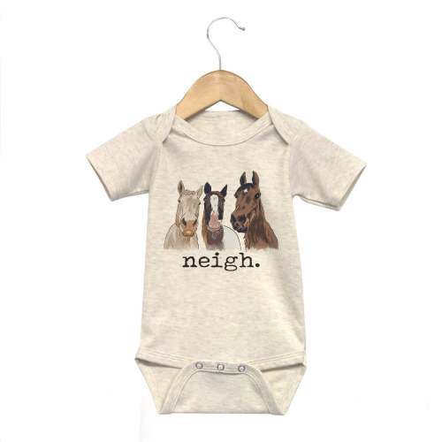 "Neigh" Three Horse Baby Body Suit