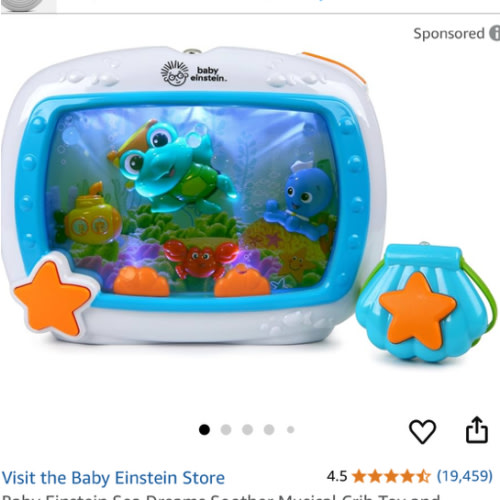 Baby Einstein Sea Dreams Soother Musical Crib Toy and Sound Machine, Newborn and up