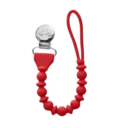 Itzy Ritzy Silicone Pacifier Clip; 100% Food Grade Silicone Pacifier Strap with Clip Keeps Pacifiers, Teethers & Small Toys in Place; Features One-Piece Design & Cord (Woodland Berry)